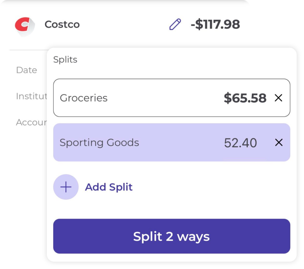 Split transaction