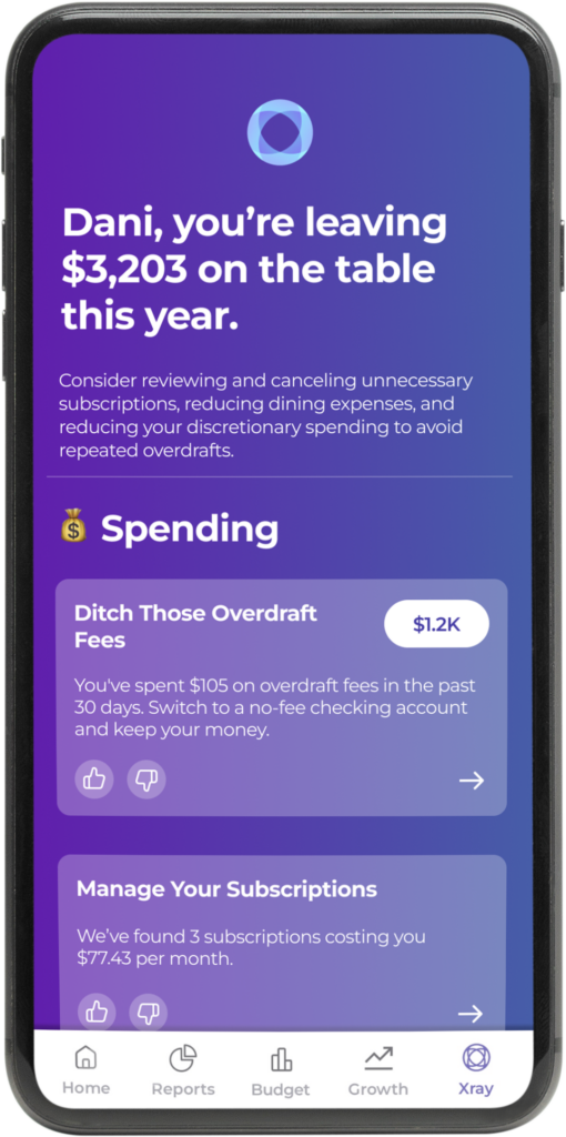 Overdraft financial insights