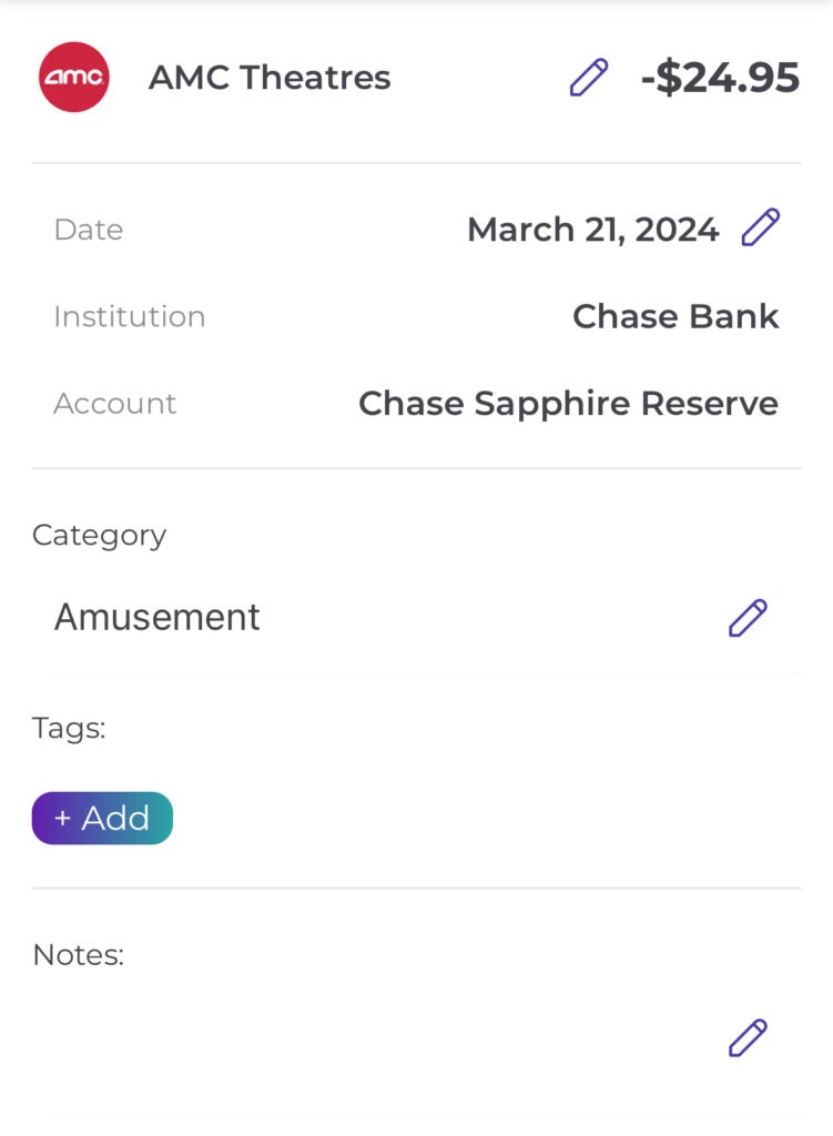 Edit transaction details